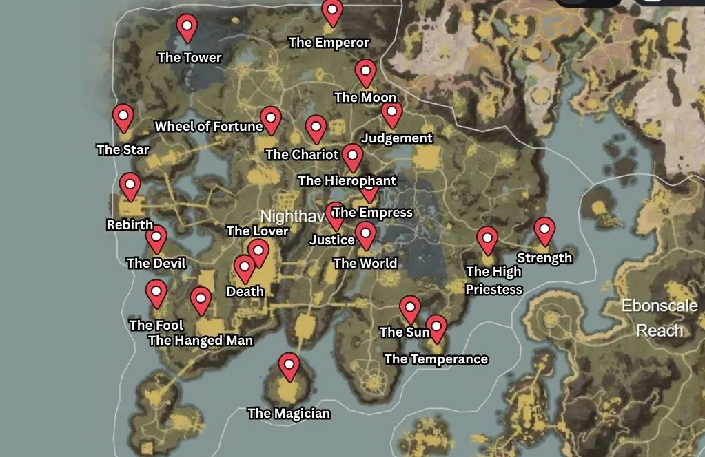 new world aeternum nighthaven tarot card location